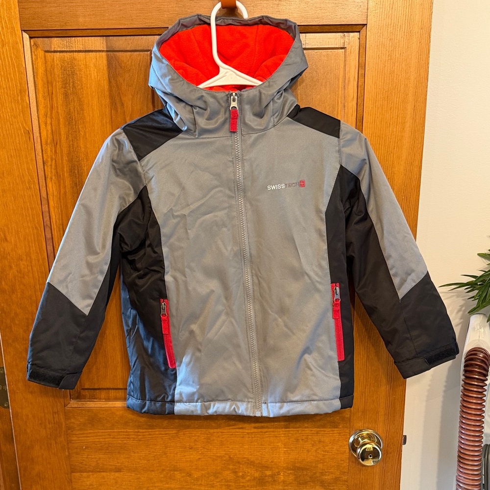 Swiss Tech Gray and Black Jacket with Red Highlights